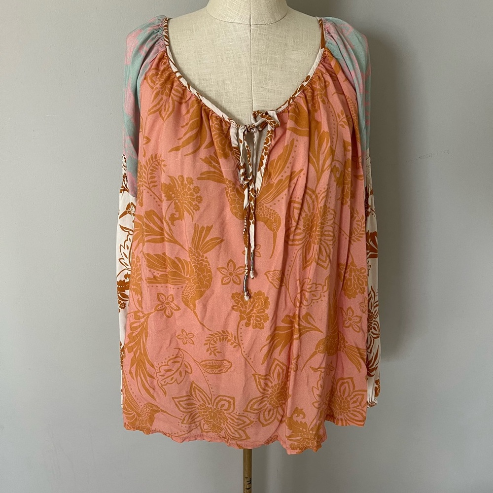 Johnny Was Floral Pink and Orange Women's Top